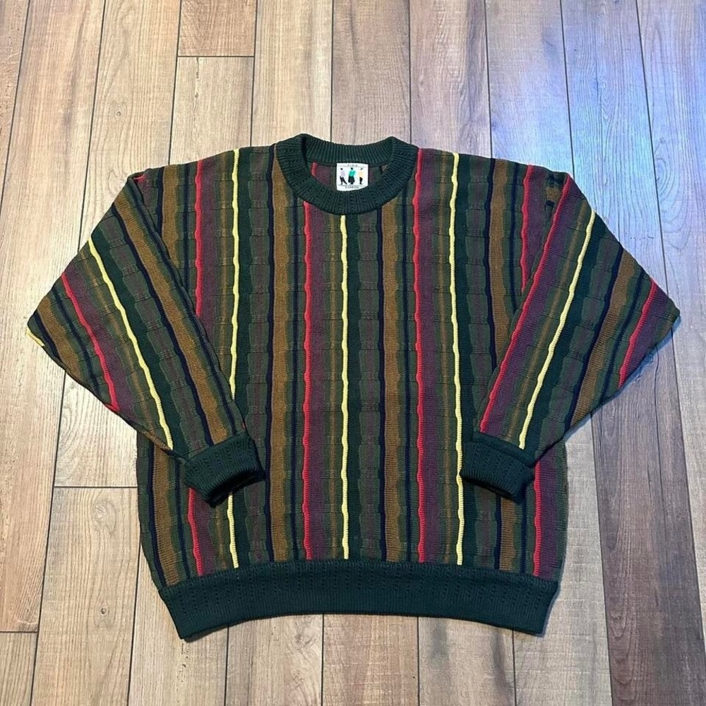Vintage Paris Fashion 3D‎ Knit Sweater Men's Large Coogi Style